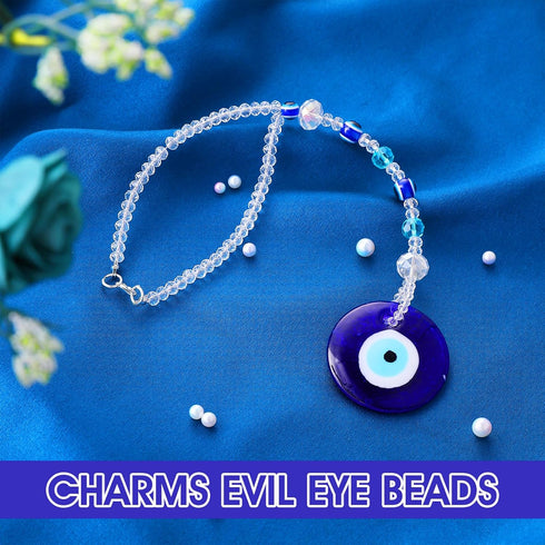 Evil Eye Car Hanging Ornament, Blue Evil Eye Charms for Car Rear View Mirror Lucky Car Accessories Beaded Decor Amulet Protection and Blessing Tra...