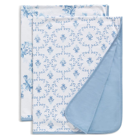 Delta Children 100% Organic Jersey Cotton Baby Receiving Blankets for Girls and Boys – 30x40 Inches - GOTS Certified (Pack of 2), Blue Botanicals...