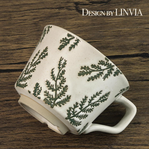 Ceramic Coffee Mug, 12oz Novelty Unique Teacup with Large Handle, Stoneware Cup for Tea Mocha Latte Cappuccino Espresso, Gift for Women and Men (1...
