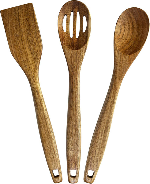 3 Piece Acacia Wood Kitchen Utensils Set, Wooden Cooking Utensils Set...