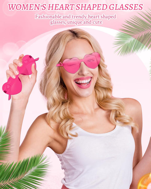 Heart Sunglasses for Women Heart Glasses with Heart Leg Rimless Sunglasses for Bachelorette Party Wedding Favors...