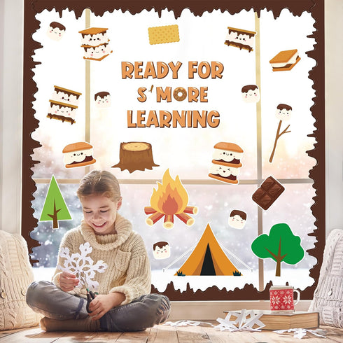 Back to School Decorations, Marshmallow S'More Classroom Bulletin Board Decorations Camping Theme Bulletin Board Sets Cutouts for First Day of Sch...