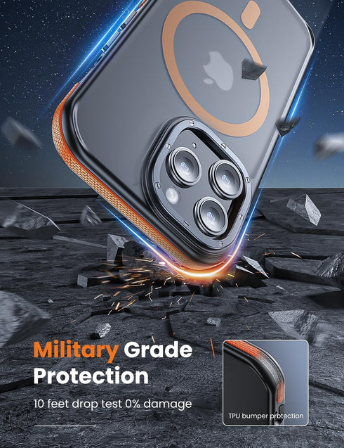 Tigowos for iPhone 15 Pro Max Phone Case Fits MagSafe 10FT Drop Resistant Matte Skin Feeling Back Cover for iPhone 15 Pro Max Case?Bumper Orange...