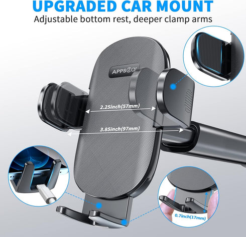 APPS2Car Suction Cup Phone Mount, Windshield/Dashboard/Air Vent Suction Car Phone Holder Mount with Sticky Gel Pad, Compatible with iPhone, Samsun...