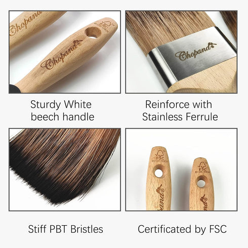Paint Brushes Set 3 Pack (1.5", 2", 2.5") for Wall, Flat Furniture Painting Brush with Seamless Anti-rust Ferrule Stiff Bristles, for All Home Dec...