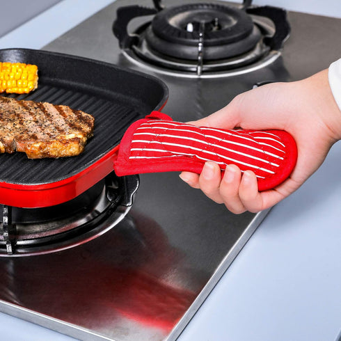 Cast Iron Skillet Handle Covers,Pot Handle Covers Heat Resistant,Pot Holders for Kitchen Heat Resistant,Machine Washable Handle Mitts 2 PCS(Stripe...