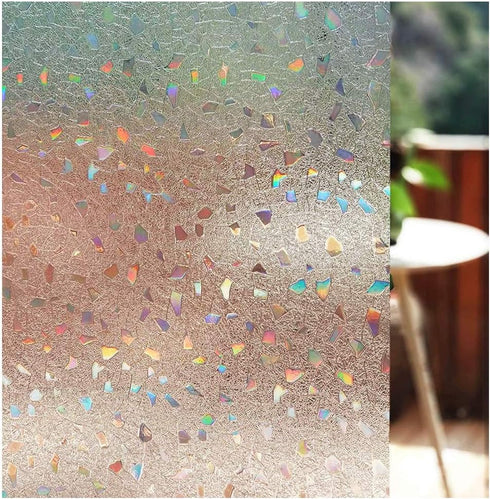 LEMON CLOUD Decorative Window Film, Stained Window Privacy Film, Frosted Glass Static Cling for Glass Door Home, 3D Rubble Design (17.5 x 78.7 Inc...