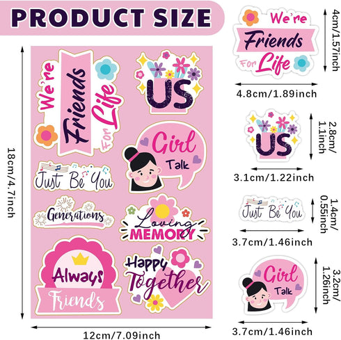 60 Sheets Family Friend Theme Scrapbooking Sticker Decals Waterproof Vinyl Scrapbook Stickers Set Scrapbook Supplies Photo Album Decor for Planner...