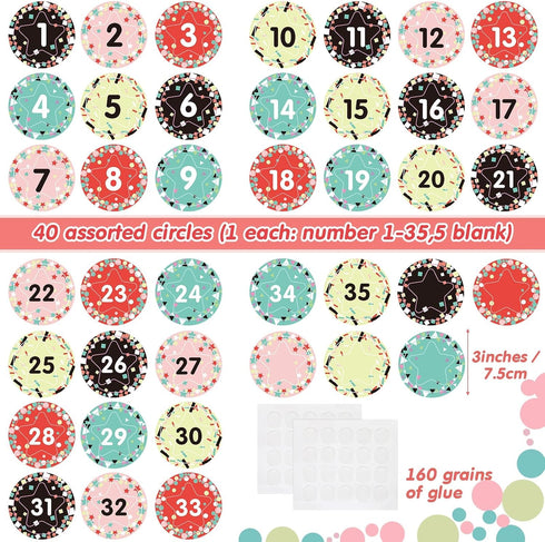 40 Pcs Number Cutouts Number 1 to 35 Bulletin Board Cutouts and 5 Blank Cards Calendar Numbers for Classroom with 8 Sheet Adhesive Dots for Toddle...