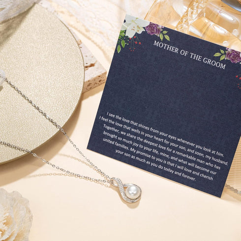 Mother of the Groom Gifts from Bride, Sterling Silver Pearl Pendant for Mother of the Groom Necklace from Bride, Wedding Gifts for Groom Gift, Tha...