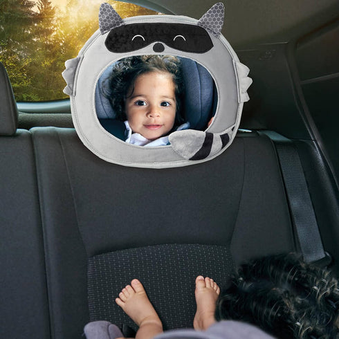 Diono Easy View Racoon Character Baby Car Mirror, Safety Car Seat Mirror for Rear Facing Infant, Fully Adjustable, Wide Crystal Clear View, Shatte...