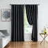 Treatmentex Pom Pom Blackout Curtains Black 45" Half Window Curtain Set for Small Window Basement Laundry Short Drapes 2Panels Rod Pocket...