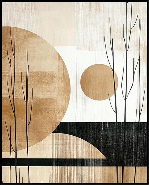 Posterizer 1 pcs-minimalist, geometric design-gold and black 1-Abstract & Modern Art-Gift for Men Women Teens-Chic Home Decor- unframed wall art...