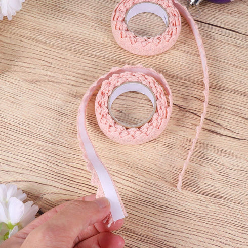 HEALLILY Washi Tape Lace Pattern Self-Adhesive Tape Masking Tape DIY Scrapbooking Lace Tape Sticker 2pcs (Pink)...