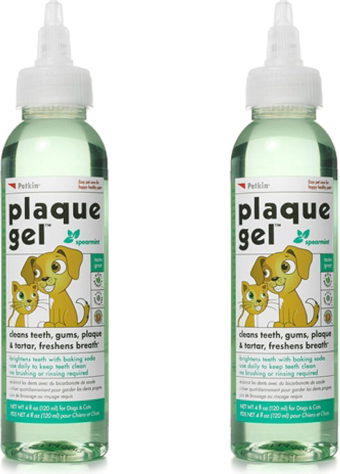 Petkin Plaque Remover Gel – Cleans Teeth and Gums, Removes Plaque and Tartar - Freshens Breath and Whitens Teeth with Baking Soda - Ideal for Dail...