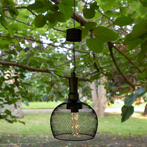 Alpine Corporation 10" Tall Hanging Solar Powered Outdoor Mesh Lantern with LED Lights, Black...