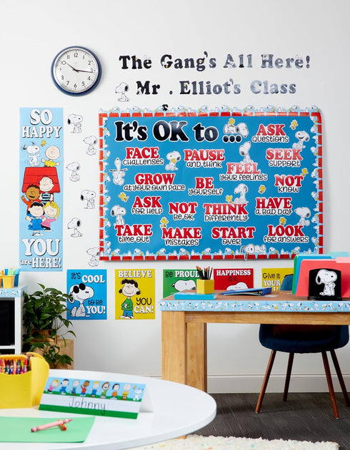 Eureka Peanuts Snoopy It's Ok to… Classroom Bulletin Board Set for Teachers, 42 Pieces...
