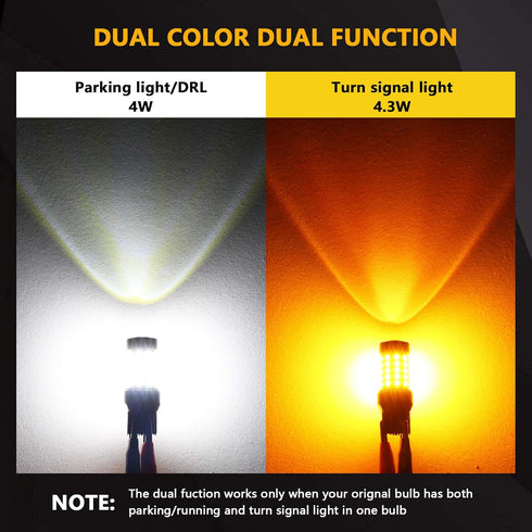 PHINLION Super Bright White Amber Dual Color Switchback 7443 7443na 7444 7444na LED Bulbs with Projector for Car Front Turn Signal Parking Lights...
