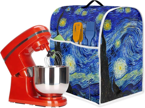 Starry Night Stand Mixer Cover for 4.5-5 Quarts Kitchen Aid, Washable Mixer Dust Cover with Handle and Pocket Kitchen Accessories Small Appliance ...