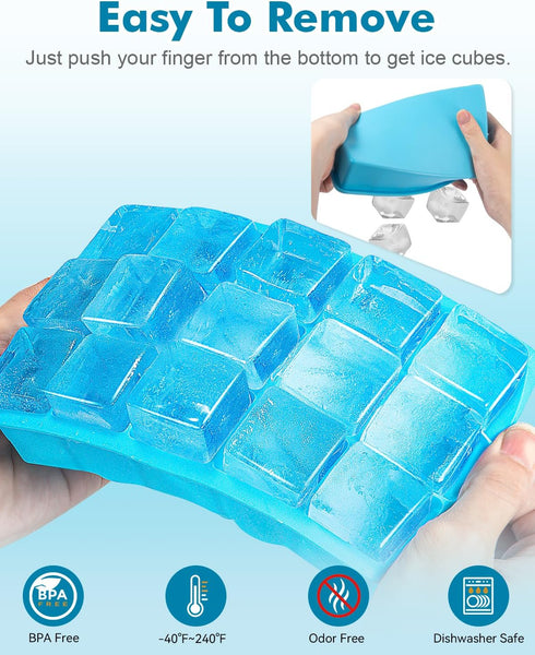 2 Pack Ice Cube Trays, ZDPMK Silicone Easy Release Flexible Molds 15 Ice Cubes Tray for Freezer?Cocktail?Whiskey?Reusable & BPA Free...
