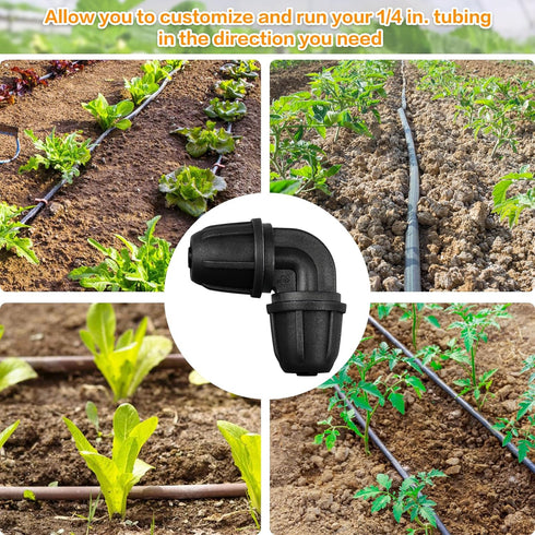 Upgraded 1/4" Drip Irrigation Elbow Fittings?24 Pieces Leak Free Lock Barbed 90 Degree Elbow Connectors for1/4 Inch Irrigation Tubing Quick Connec...