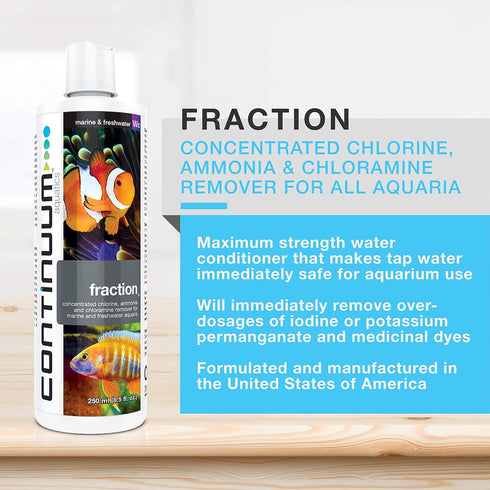 Continuum Aquatics Fraction - Concentrated Water Conditioner Instantly Removes Chlorine, Ammonia, and Chloramine in Marine Saltwater and Freshwate...