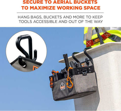 Ergodyne Squids 3179 Aerial Bucket Hook, Fits 2" Lip, Attach Tool Bags or Aprons to Buckets...
