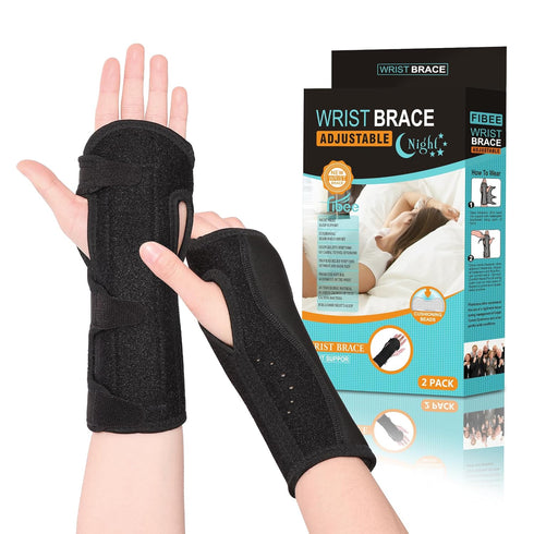 2 Pack Night Wrist Sleep Support Brace,Carpal Tunnel Wrist Brace Night Support,Adjustable Compression Wrist Splint for Tendonitis Arthritis Pain R...