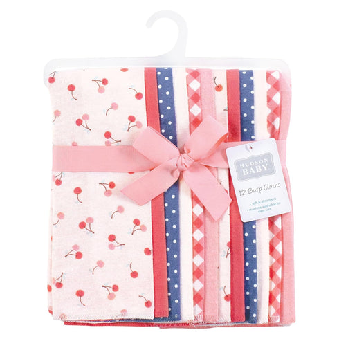 Hudson Baby Unisex Baby Flannel Burp Cloth 12pk, Cherry Sweet, One Size...