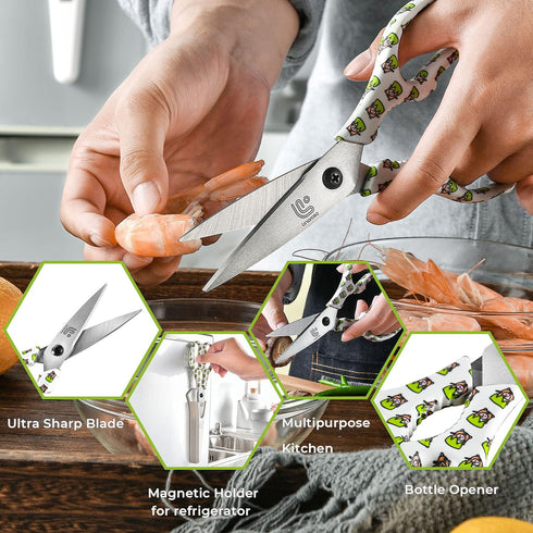 Linoroso Kitchen Scissors Heavy Duty Kitchen Shears with Magnetic Holder Made with Japanese Steel 4034, Multipurpose Ultra Sharp Cooking Scissors ...