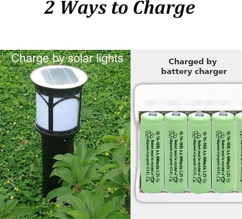 AA Ni-MH 600mAh 1.2V Double A Pre-Charged Rechargeable Batteries forGarden Landscaping Outdoor Solar Lights, String Lights, Pathway Lights(AA-600m...