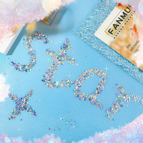60 G/ 2.1 oz Holographic Star and Moon Glitter Confetti Sequin Galaxy Iridescent Table Metallic Glitter Foil Confetti Sequin Star Moon Scatter for...