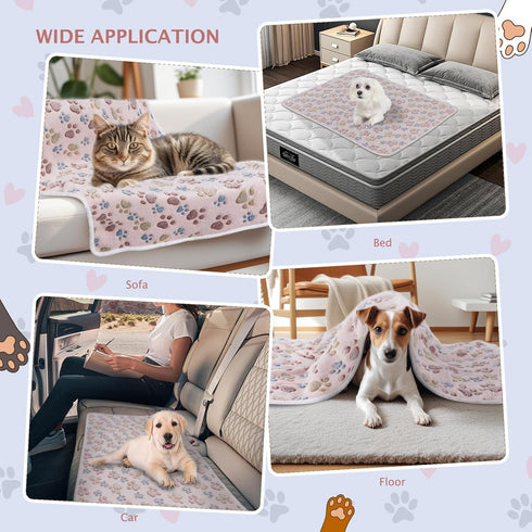 BVAGSS 6 Pack Small Dog Blanket, Super Soft Warm Pet Cover Blankets, Paw Print Puppy Fleece Flannel Blanket for Small Medium Dogs and Cats MW003...