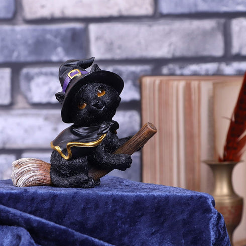 Nemesis Now Tabitha Small Witches Familiar Black Cat and Broomstick Figurine, 11cm...