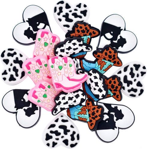 20PCS/Set Silicone Focal Bead Cowgirl Cute Loose Beads Accessory for DIY Keychains Bracelet Necklace Pens Lanyard Making...