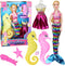 Mermaid Princess Doll with Little Mermaid and Seahorse Playset, Blonde Hair Mermaid Dolls Toys with Accessories, Best Birthday Gifts for Girls 3-7...