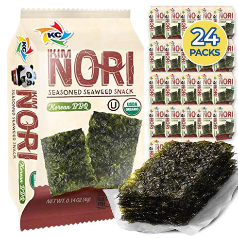 KIMNORI Seasoned Seaweed Snacks Sheets – Organic Korean BBQ Flavor 24 Individual Packs, Roasted Crispy Premium, 100% Natural Laver, Kim Nori 4g 0....