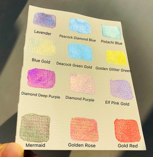 Csy Art Gallery Metallic Watercolour Paints Handmade Glitter Shimmering Double Color Watercolour Solid Paint Include 12 Colors Water Colour In Por...