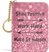 Credit Card Holder for Women, Small RFID Card Wallet Slim Leather Card Organizer Case with Zipper & Keychain(Work Hard)...