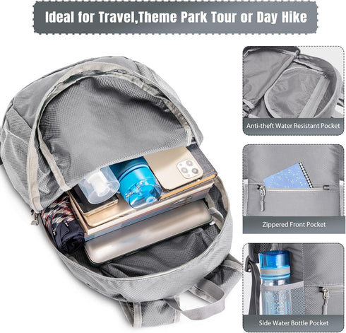 ZOMAKE Ultra Lightweight Hiking Backpack 20L - Packable Small Backpacks Water Resistant Daypack for Women Men(Silver Gray)...