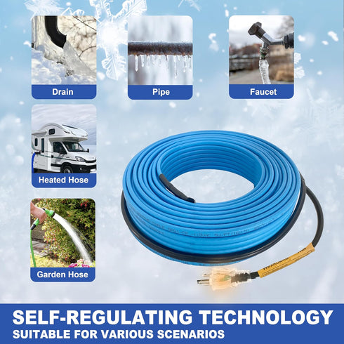 MAXKOSKO 6Ft. 120V Heat Tape for Water Pipes, Self-Regulating Heating Cable for Metal And Plastic Pipes....