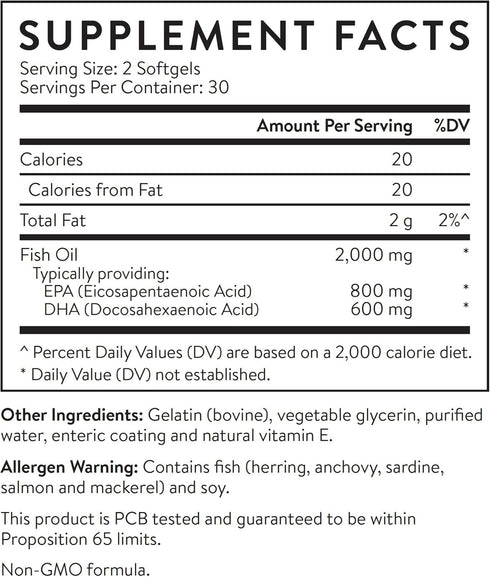 Essential Stacks Smart Omega 3 - Burpless Fish Oil - 1400mg EPA DHA Per Serving, Enteric Coated (60 Capsules)...