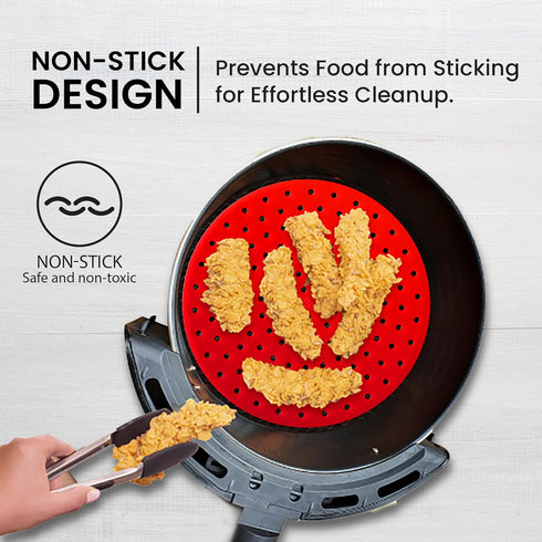 Reusable Air Fryer Liners 3 Pack for 5-7QT Fryers - 8" Round Silicone Air Fryer Liners - Easy to Clean Air Fryer Accessories - Non-Stick Parchment...