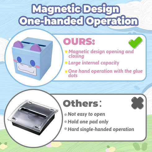 Pop-up Notes Dispenser, 3x3 in, Magnetic Design, Cute Hippo, Large Capacity (Patent Registering)...