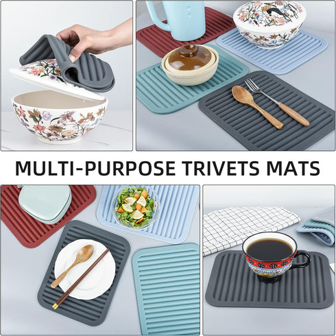 Trivets for Hot Pots and Pans, Large Black Silicone Trivets, Multi-Purpose Silicone Mat for Countertops Heat Resistant, Trivets for Quartz Counter...