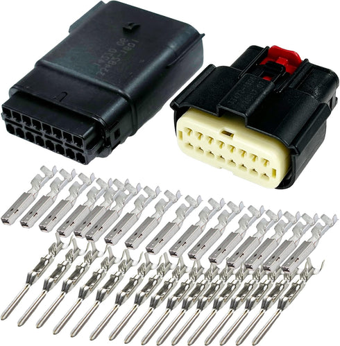 Molex 16 Pin Wire Connector, Harley BLACK Waterproof, Sealed Kit, MX150...