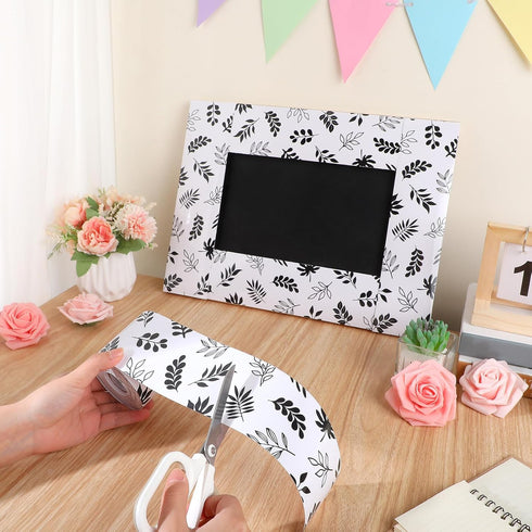 65.6 Feet Farmhouse Black and White Leaves Bulletin Board Borders Waterproof Board Trim Modern Farmhouse Leaves Board for School Classroom Blackbo...