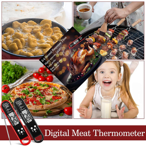 Meat Thermometer Instant Read for Grill and Cooking, Fast & Precise Digital Food Thermometer with Backlight, Magnet, Calibration, and Foldable Pro...