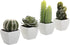 MyGift Set of 4 Assorted Miniature Artificial Succulent & Cactus Plants in White Cube-Shaped Pots...