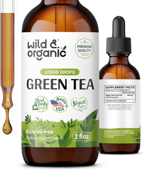 Green Tea Extract Liquid Drops - Antioxidant Supplement w/Green Tea Extract - Natural Green Tea Supplements w/Camelia Sinensis - Alcohol-Free Gree...